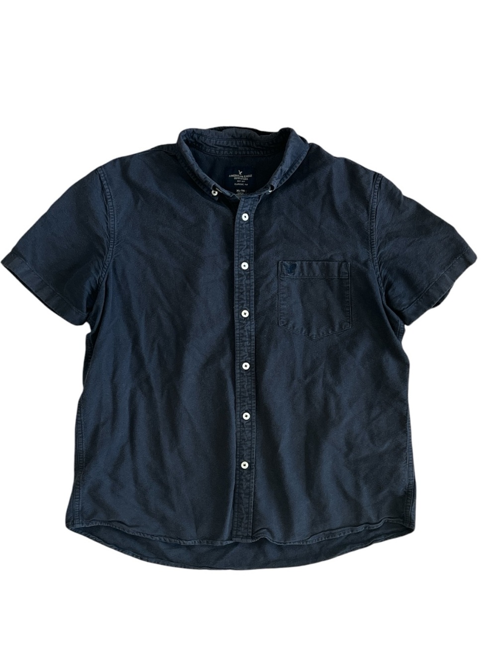 American Eagle Outfitters Short-Sleeve Faded Black Button-Down Shirt Size XL
